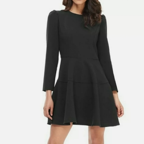 Gal Meets Glam Black Celeste Dress Round Neck Elegant Long Sleeve - Picture 1 of 10